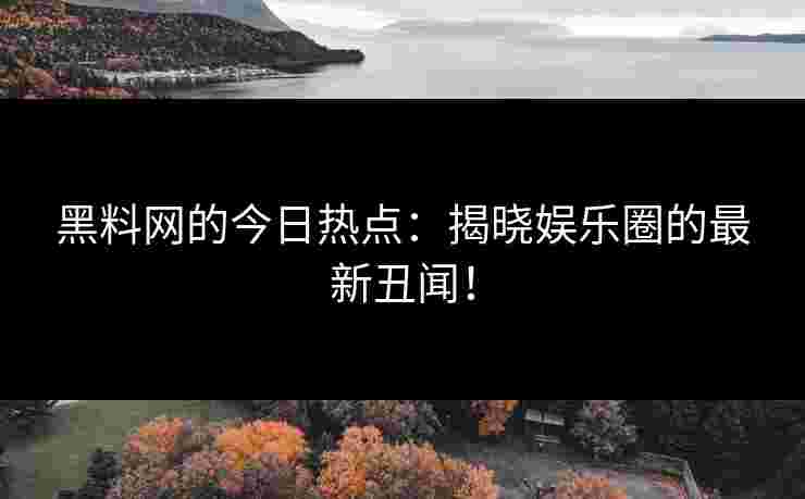 黑料网的今日热点：揭晓娱乐圈的最新丑闻！