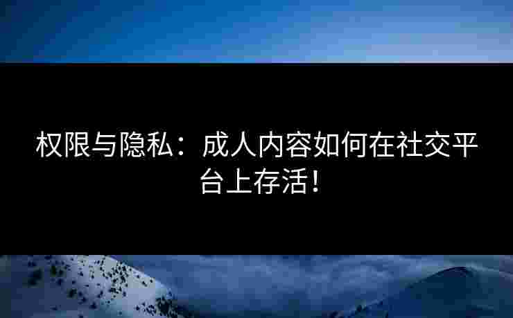 权限与隐私：成人内容如何在社交平台上存活！